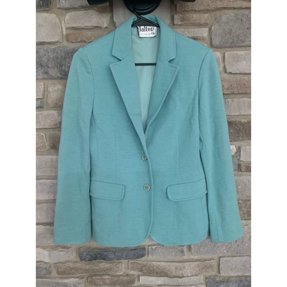 Dalton Vintage Pure Virgin Wool Blazer Teal Retro Luxury Minimalist Old Money